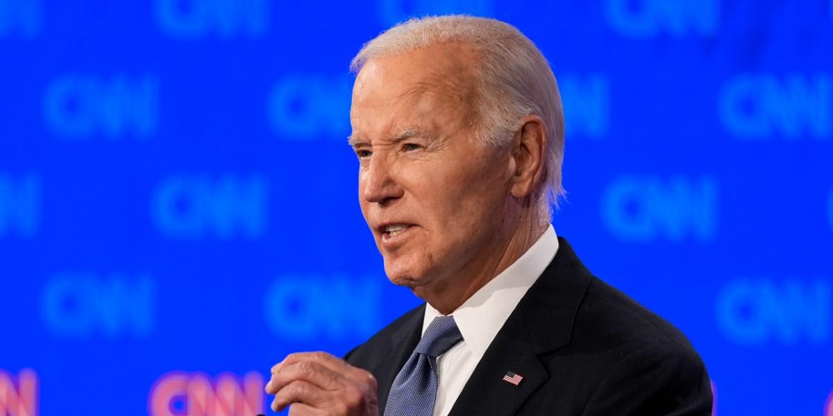 Joe Biden vid den politiska debatten med Donald Trump 2024