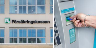 Fasat med Försäkringskassans skylt och en bankomat. Enhetschefen för nationell analys och kontroll på Försäkringskassan säger att assistansen tyvärr i vassa fall är mer eller mindre en bankomat när det gäller organiserad brottslighet