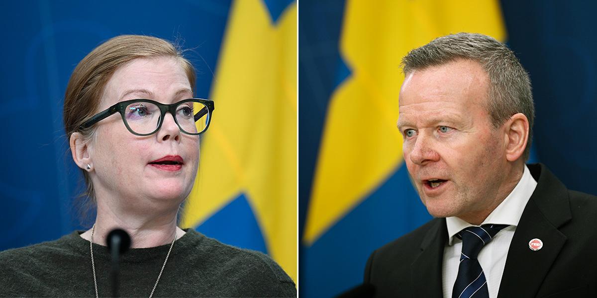 Rekryteringen av L-toppen Anna Starbrink, till vänster, till MSB skedde i hemlighet och det var enligt myndighetens generaldirektör Mikael Frisell, till höger, på grund av att hon satt i riksdagen