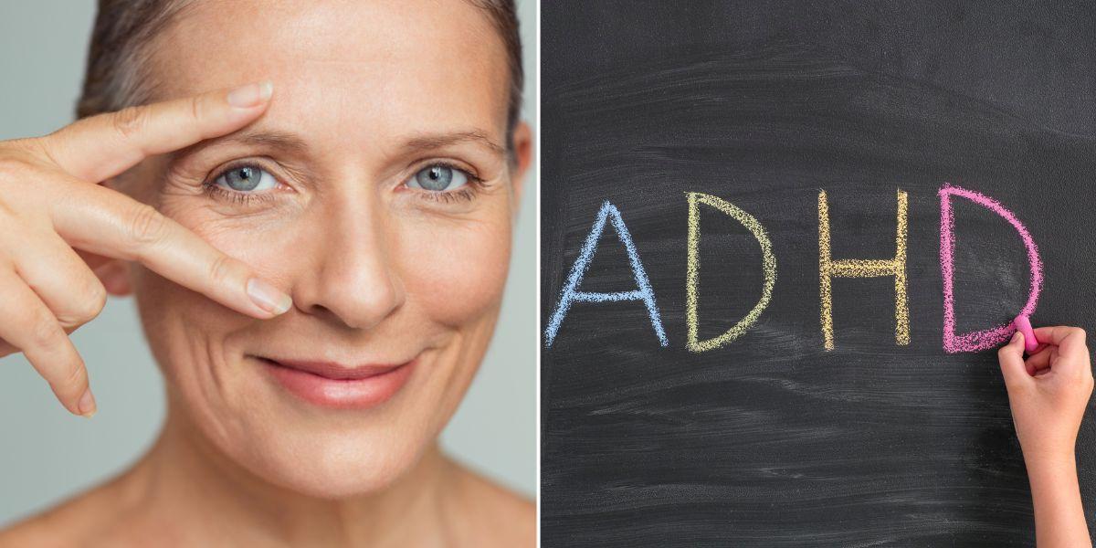 En kvinnas ögon och någon skriver adhd på svarta tavlan. Sydkoreanska forskare hävdar att de med hjälp av bilder på näthinnor kan avslöja om någon har adhd