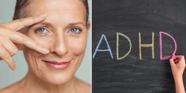 En kvinnas ögon och någon skriver adhd på svarta tavlan. Sydkoreanska forskare hävdar att de med hjälp av bilder på näthinnor kan avslöja om någon har adhd