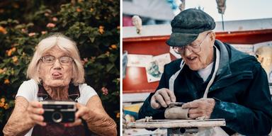 En äldre kvinna fotograferar och en äldre man jobbar i en verkstad. En nationalekonom vid Lunds universitet tror att de som är födda på 1980- och 1990-talen kommer behöva jobba till de är 75