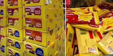 Choklad prydligt staplad i kartonger och choklad liggandes i en röra. Livsmedel som choklad levereras ofta i kartonger och är snyggt staplat, men i en butik upptäckte inspektörer att den i stället förvarades i plastkassar, något som väckte misstankar om fusk