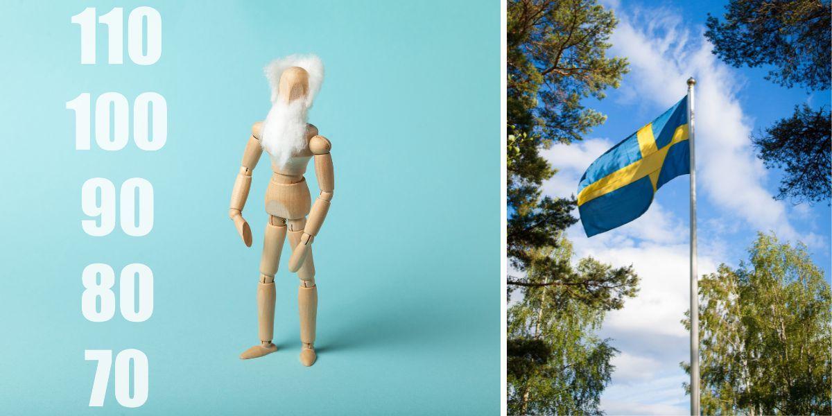 En figur bredvid olika åldrar och en svensk flagga. De senaste tio åren har medellivslängden ökat i alla utbildningsgrupper, men bland personer med längre utbildning har ökningen gått snabbare än bland personer med kortare utbildning.