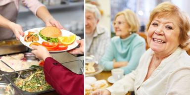 Skolmat och äldre som äter. De boende på ett äldreboende i Essunga kommun bjöds in för att äta vällagad, överbliven, skolmat och träffa kommunens unga sommarjobbare. Personerna på bilden har ingenting med texten att göra
