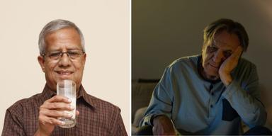 En man dricker mjölk och en man kan inte sova. Forskare har funnit ett samband mellan laktosintolerans och dålig sömn.