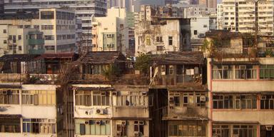 Nedgångna hus i Hongkong.