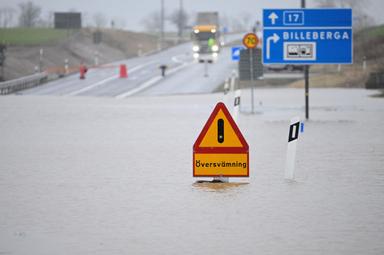 MSB varnar för områden i Sverige där det finns betydande risk för översvämning
