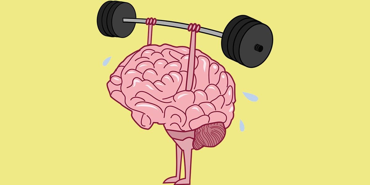 En hjärna som tränar. Att träna hjärnan går vanligtvis ut på att göra uppgifter och övningar som är utformade för att stärka specifika delar av den kognitiva funktionen