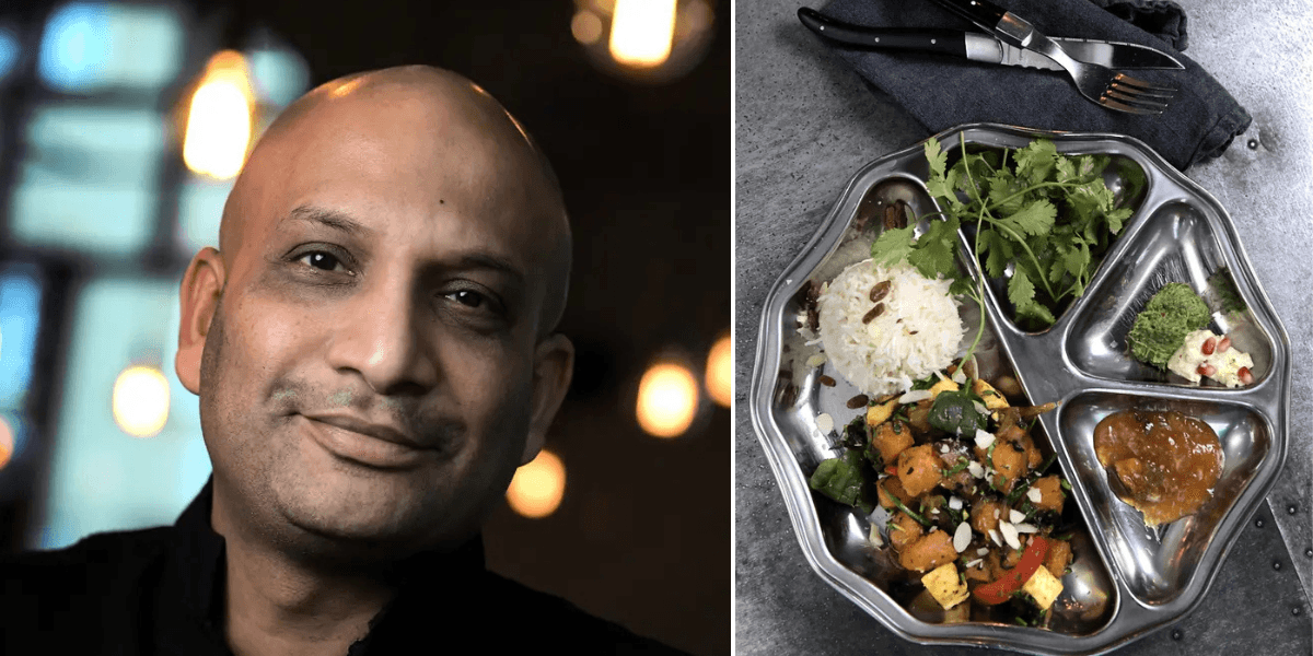 Till vänster: Nahid Hassan. Till Höger: Bengalisk mat.