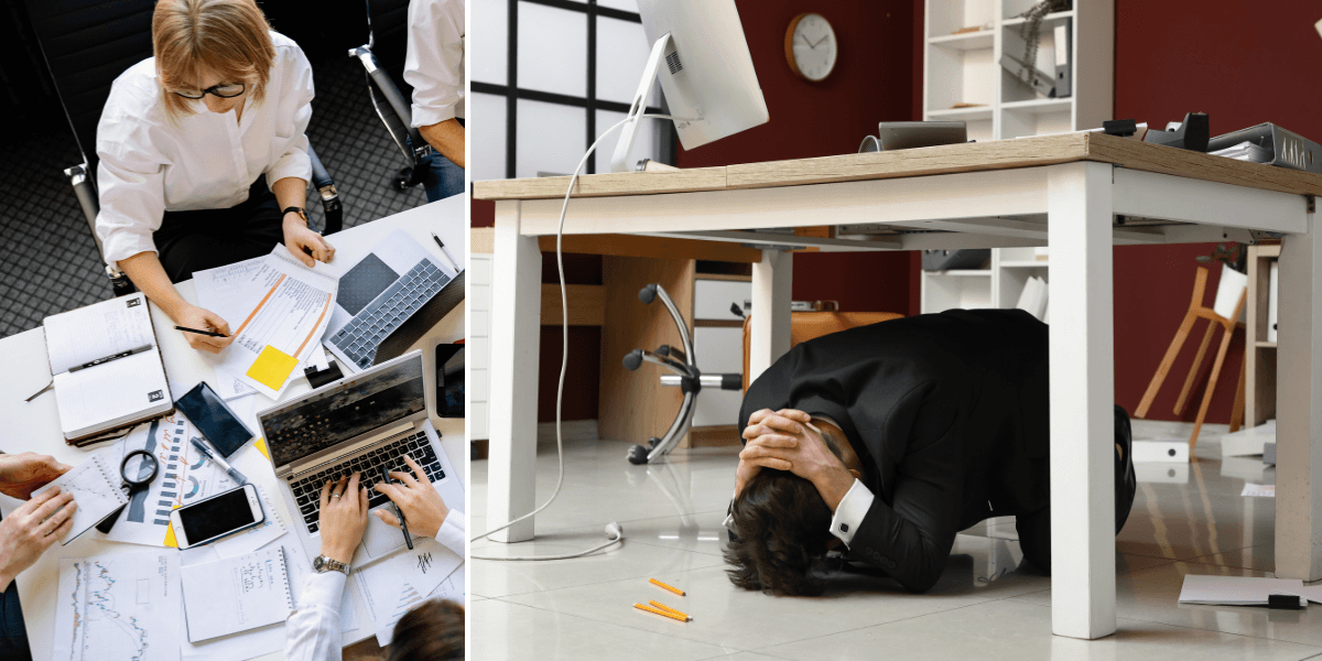 Personer på kontor med bluffsyndrom.