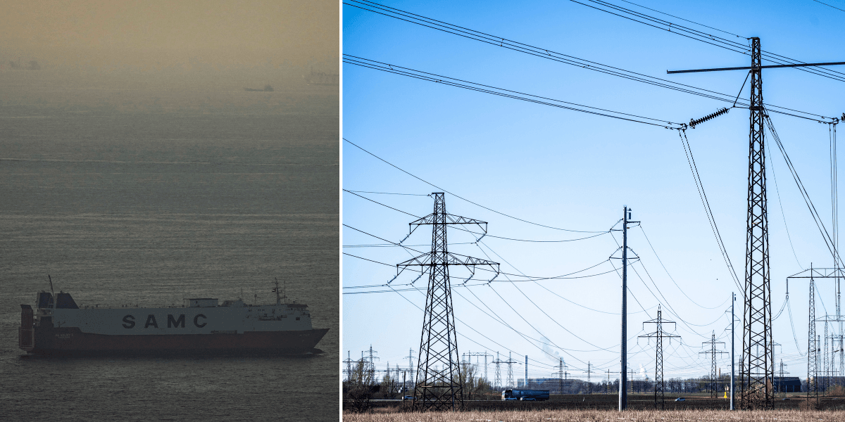 Hormuzsundet som påverkar elpriserna till vänster och elnät till höger.