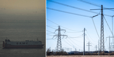 Hormuzsundet som påverkar elpriserna till vänster och elnät till höger.