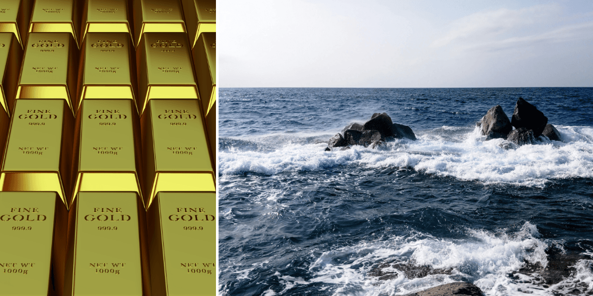 Guld till vänster och hav till höger.