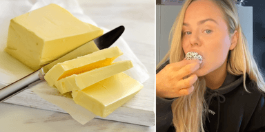 Till vänster: Smör. Till höger: Linnea Orvegård.