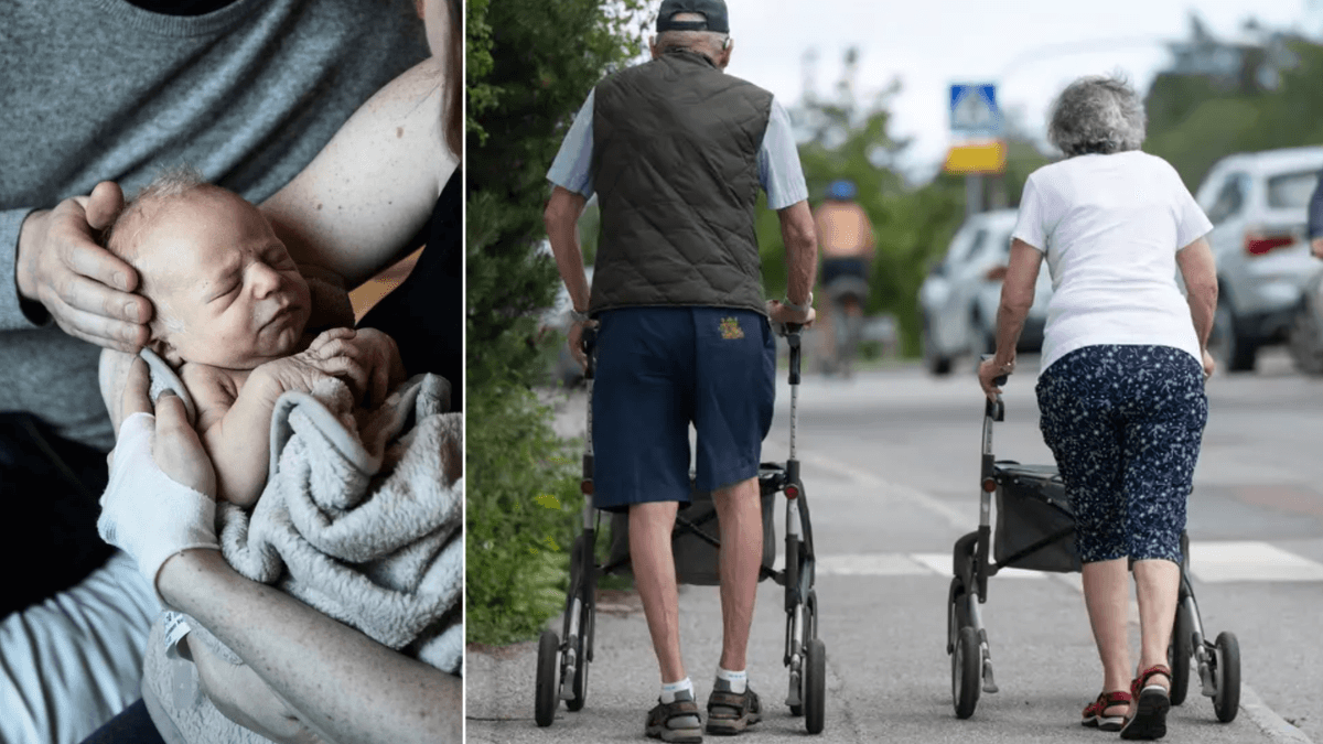 spädbarn pensionärer med rullator