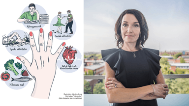 Fingemodellen för demens till vänster och den kvinnliga huvudforskaren till höger.