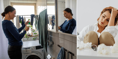 Kvinnor som arbetar på jobbet och i hemmet.