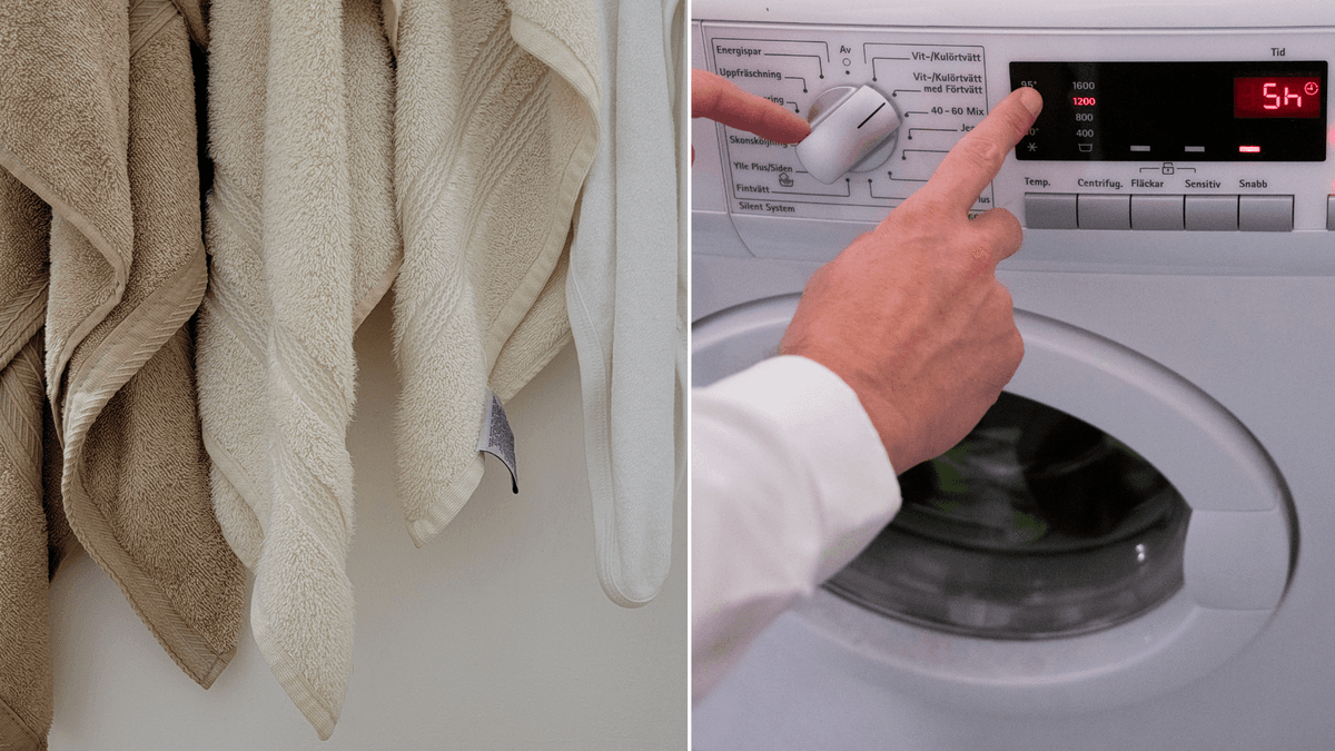 handduk, tvättmaskin