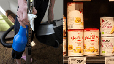 städa, bakpulver
